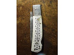 Damascus blade, Ox bone handle, Hand made scrimshaw, Viking / Nordic pattern