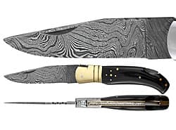 Damascus steel blade, Buffalo horn handle