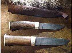 Hand forged damascus steel blades, Stag horn and walnut handles